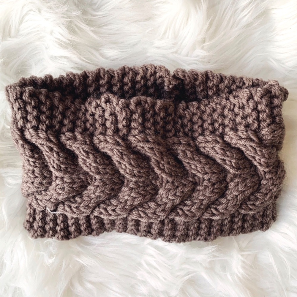 Cable Knit Headband Brown